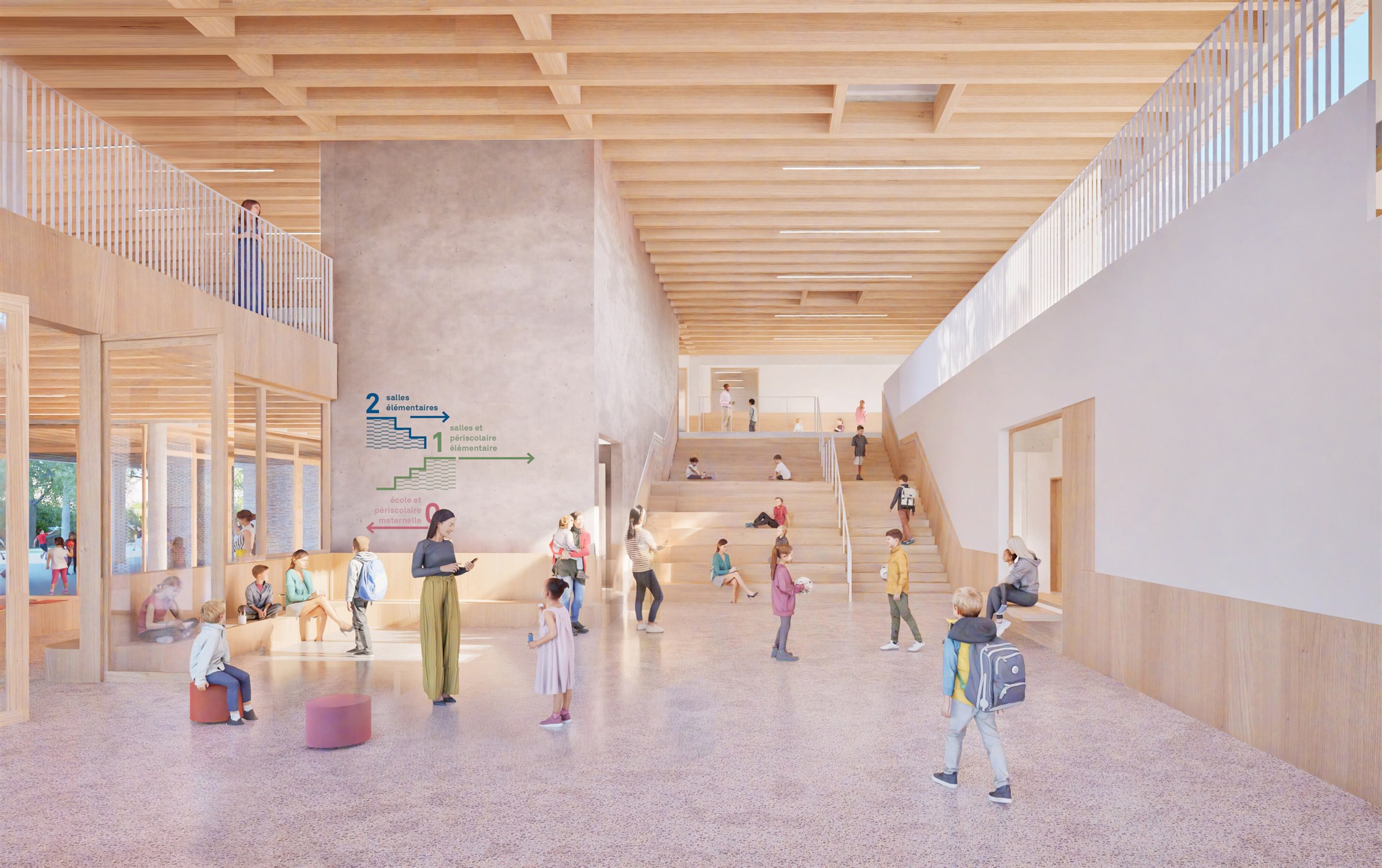 Perspective intérieure du groupe scolaire Jean Moulin